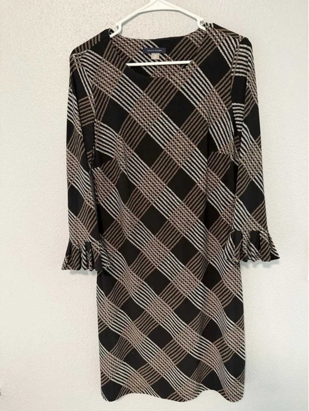 #6041 Tommy Hilfiger Geometric Plaid Shift Dress Size 6
